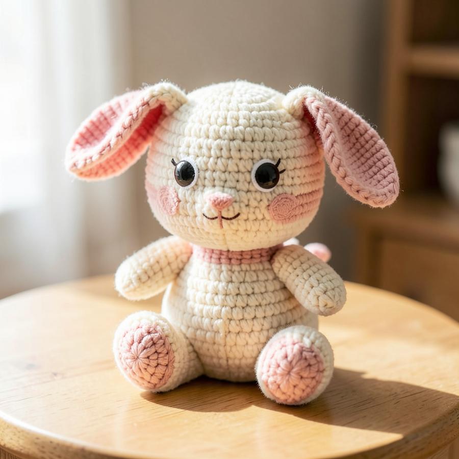 Handmade crocheted plush bunny